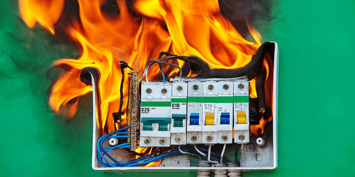 Fuse box on fire